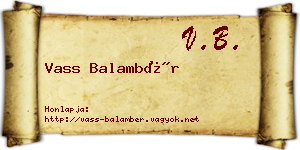 Vass Balambér névjegykártya
